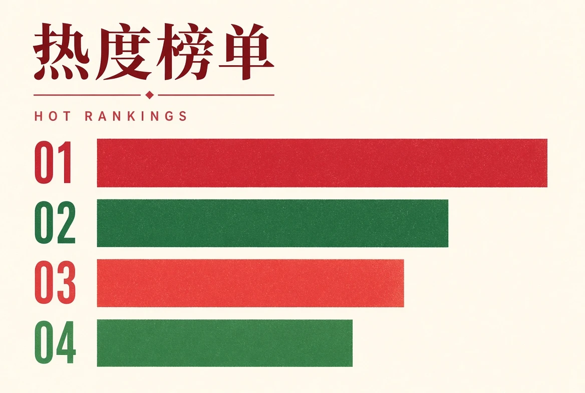 热度榜单：这是编辑顺序，不是实时统计